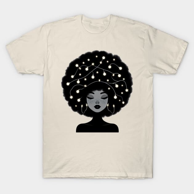 Afro Girl Shiney black Woman T-Shirt by DarkWave